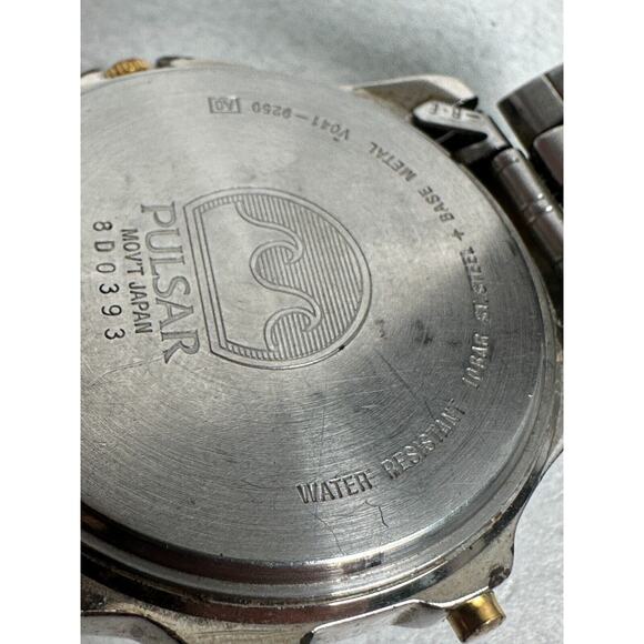 VTG Pulsar Watch Mens 42mm Two Tone Analog Digital V041-9250 Quartz New Battery - Picture 10 of 14